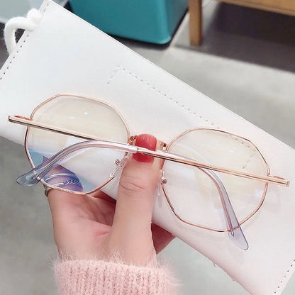 Fashion Anti Blue Light Round Glasses Ultra-Light Metal Frame