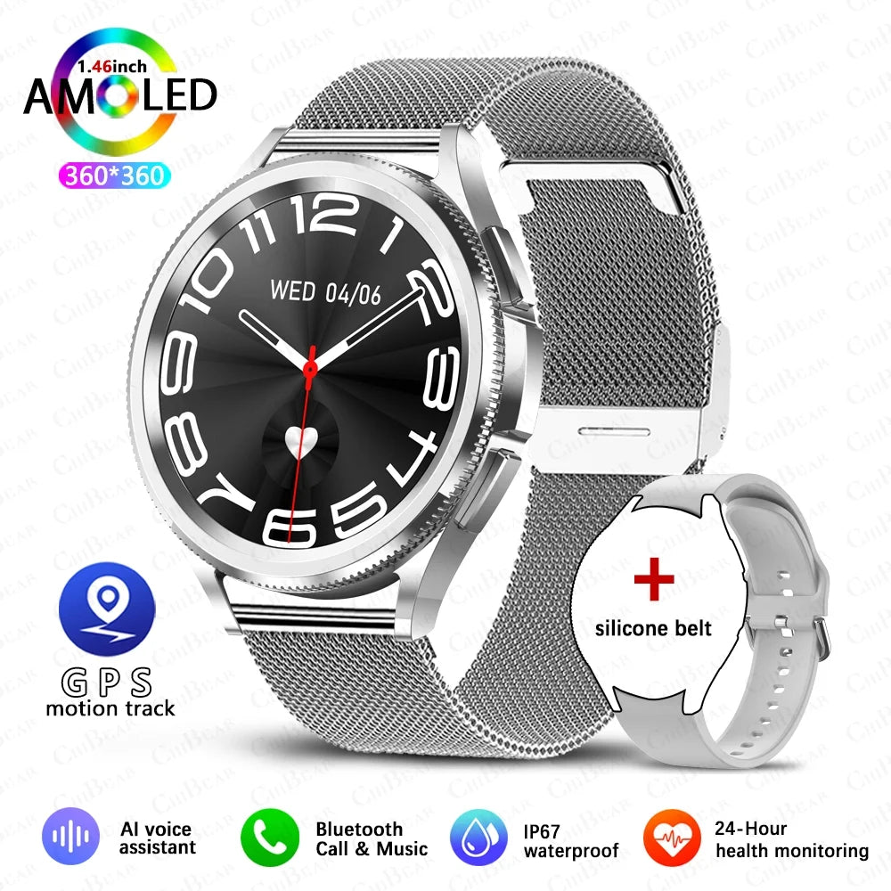 For Samsung Galaxy Watch 6 GPS Sport Smartwatch Men HD Screen GPS Fitness Tracker Waterproof