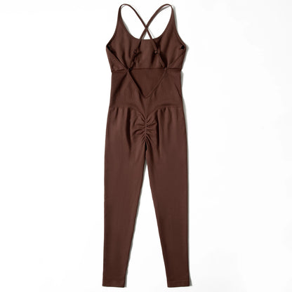OMKAGI Women’s Full-Length Bodycon Jumpsuit – Sleeveless Athletic & Casual Wear