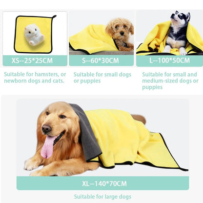 Quick Drying Dog And Cat Towels Soft Fiber Towels Absorbent Bath