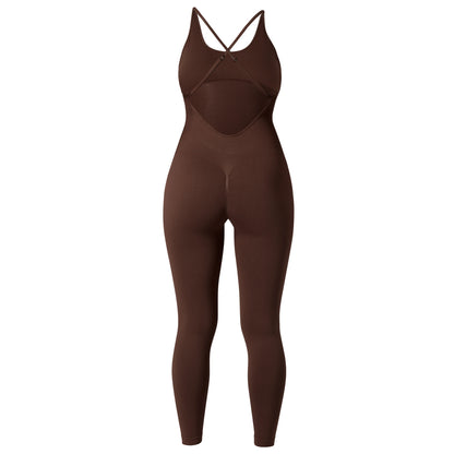 OMKAGI Women’s Full-Length Bodycon Jumpsuit – Sleeveless Athletic & Casual Wear