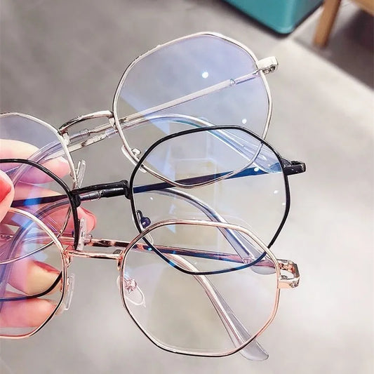 Fashion Anti Blue Light Round Glasses Ultra-Light Metal Frame