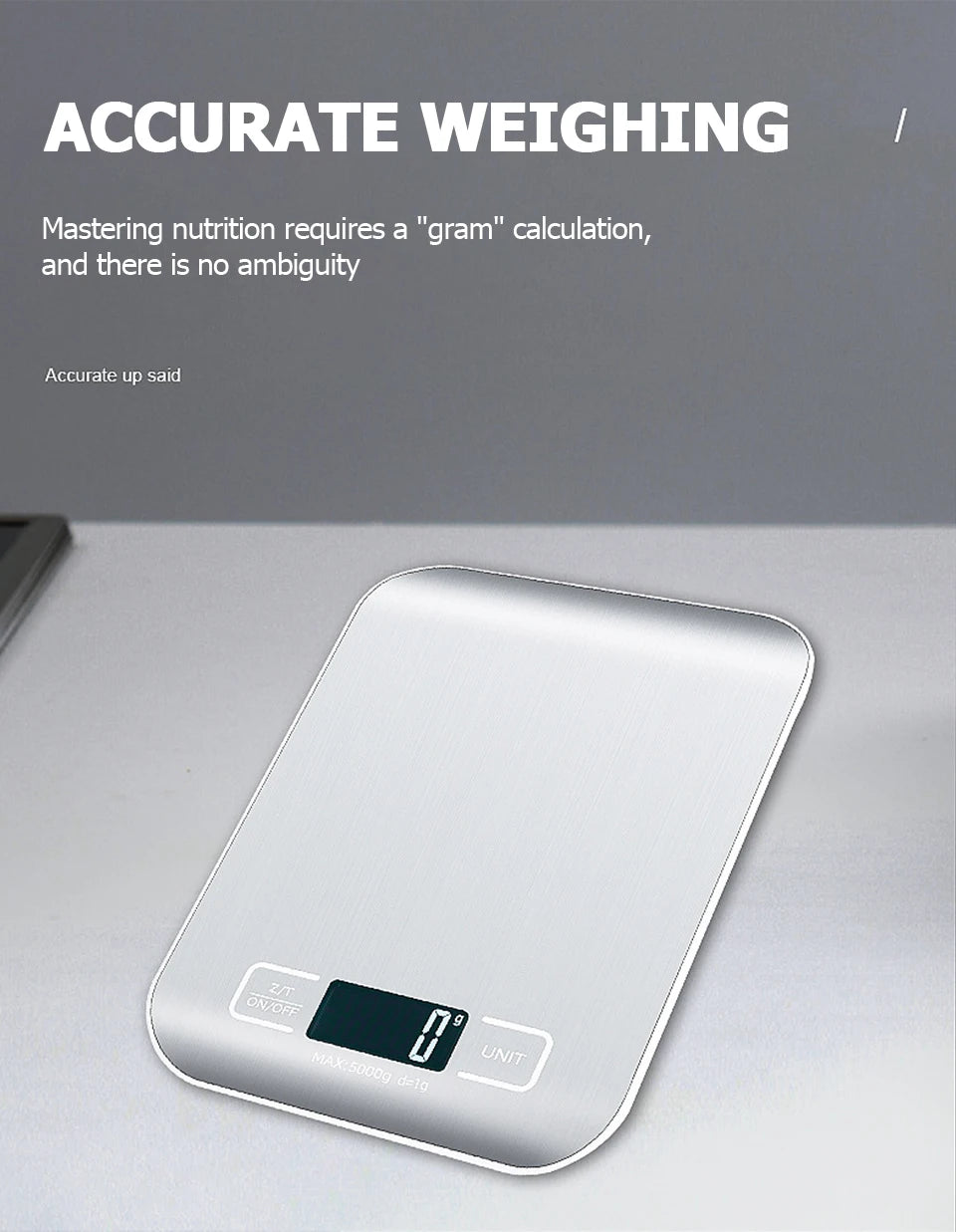 5kg/10kg Rechargeable Digital Kitchen Scale – LCD Display Stainless Steel Electronic Scales