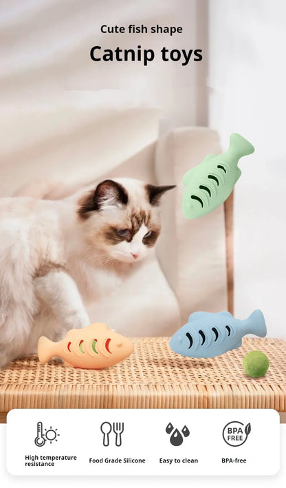Cat Mint Bite-Resistant Silicone Toy – Fun and Healthy Playtime for Your Feline Friend