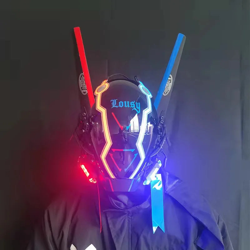 CyberGlow LED Tech Helmet – Futuristic Cosplay Mask