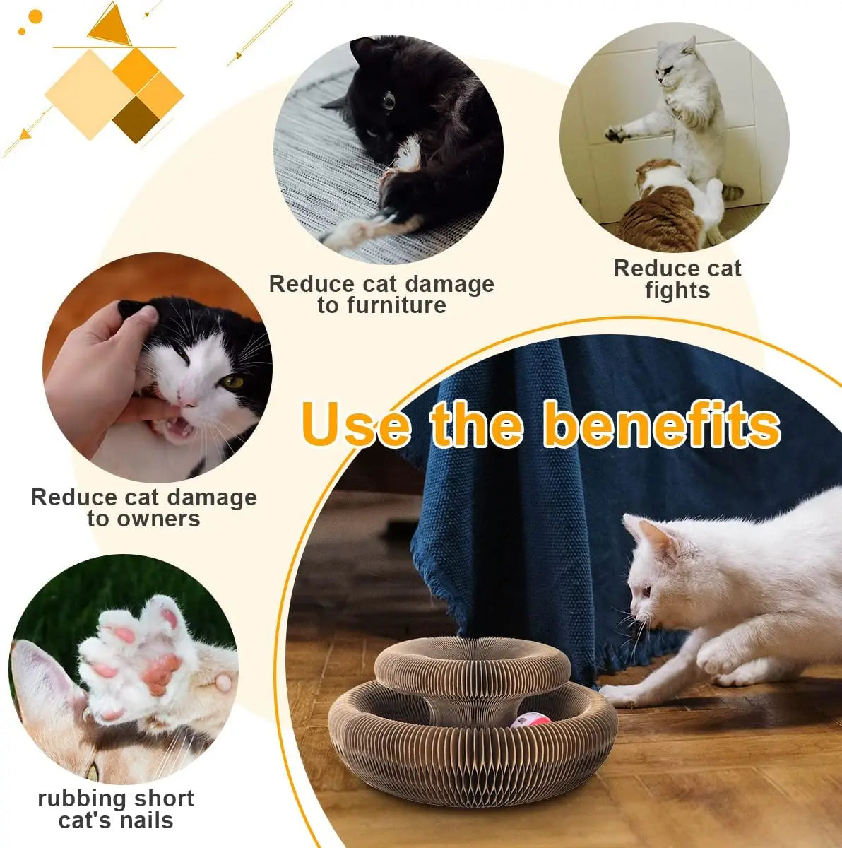 Magic Cat Scratcher Board with Ball – Fun &amp; Relaxing Toy for Cats