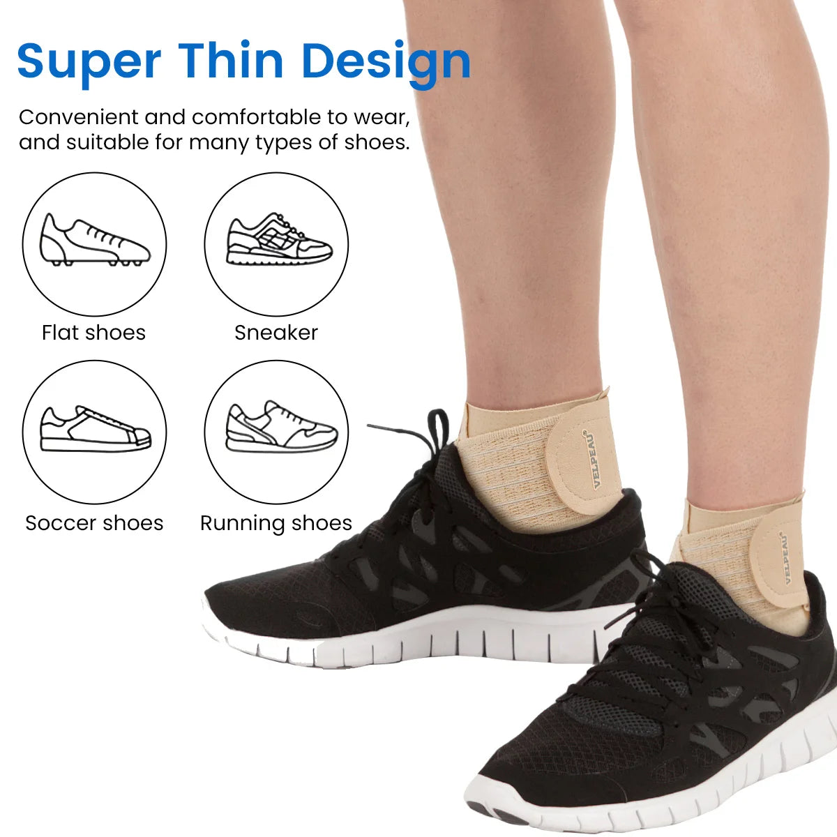 VELPEAU Adjustable Ankle Compression Sleeve for Achilles Tendonitis