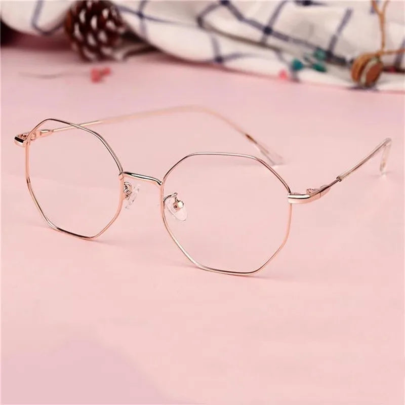 Fashion Anti Blue Light Round Glasses Ultra-Light Metal Frame