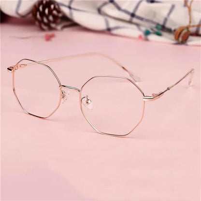 Fashion Anti Blue Light Round Glasses Ultra-Light Metal Frame