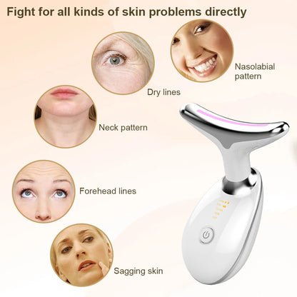 Neck Massager Facial Lifting Three Light Mode Electric Skin Tightener LED Beauty Instrument