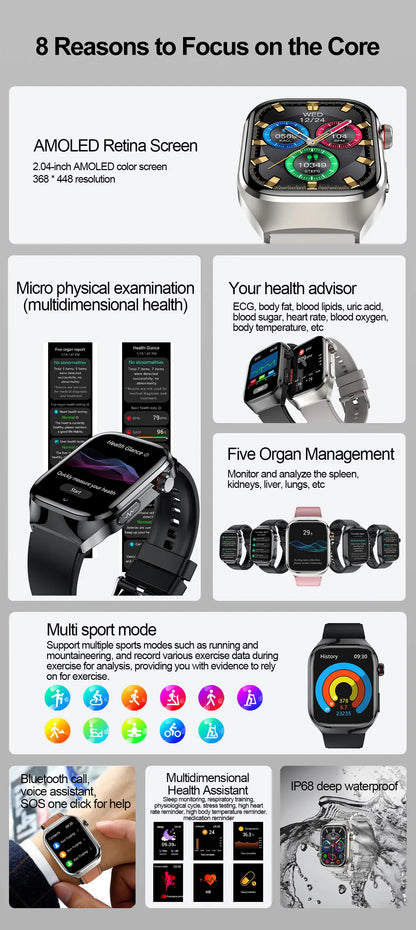 GUHUAVMI Uric Acid Blood Fat Smart Watch – Advanced Health Monitoring at Your Fingertips
