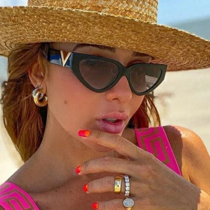SHENGMEIYU Vintage Cat Eye Sunglasses – 2024 Fashion Luxury Women's Eyewear