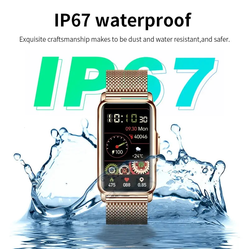 LIGE Smart Watch Women Full Touch Screen Bluetooth Call IP67 Waterproof