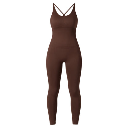 OMKAGI Women’s Full-Length Bodycon Jumpsuit – Sleeveless Athletic & Casual Wear