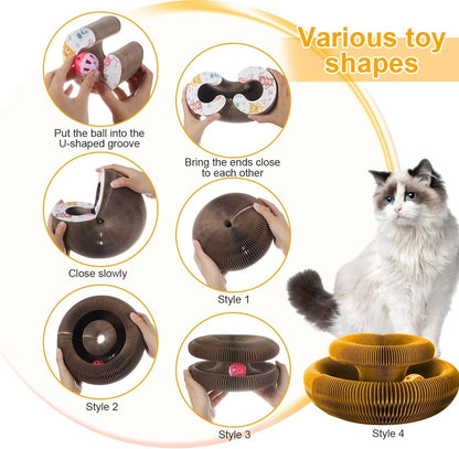 Magic Cat Scratcher Board with Ball – Fun &amp; Relaxing Toy for Cats