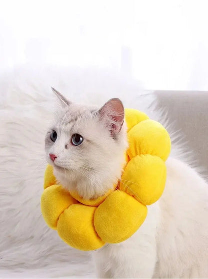 Pets Cats After Surgery Wound Protective Collar Cotton Soft Adjustable Elizabeth Collar Prevent Licking Of Hair Sunflower Collar