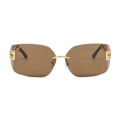 SOZO TU Funky Metal Luxury Rimless Sunglasses for Women