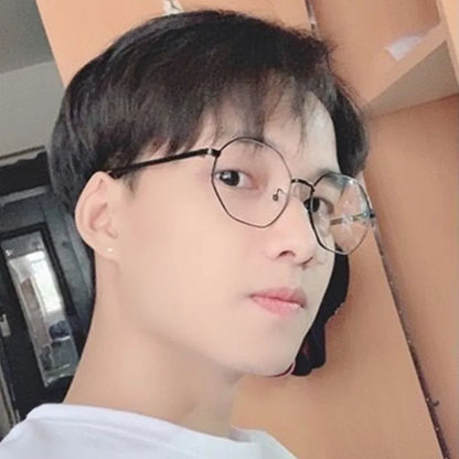 Fashion Anti Blue Light Round Glasses Ultra-Light Metal Frame