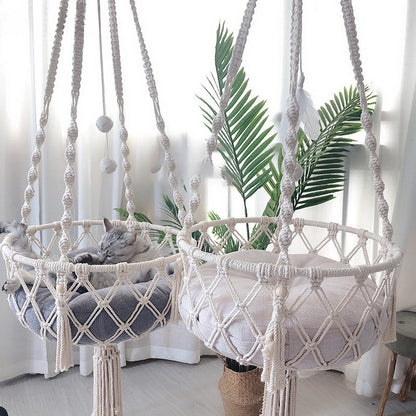Hammock Cat Swing Hand Woven Cotton Rope Cats Hanging