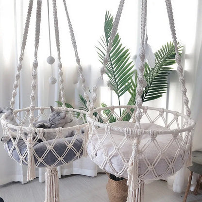 Hammock Cat Swing Hand Woven Cotton Rope Cats Hanging