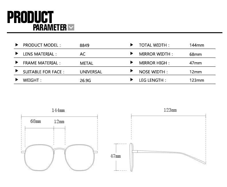 SOZO TU Funky Metal Luxury Rimless Sunglasses for Women