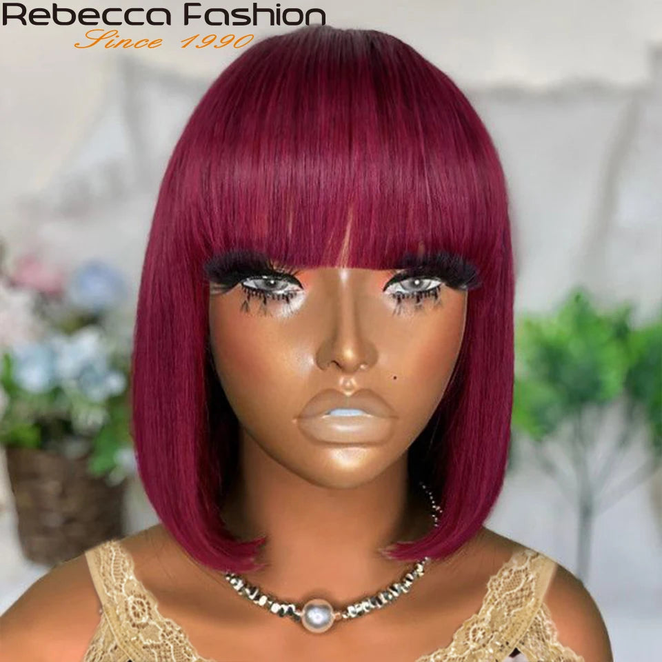 99J Straight Short Bob – 180% Density Chinese Human Hair Wig