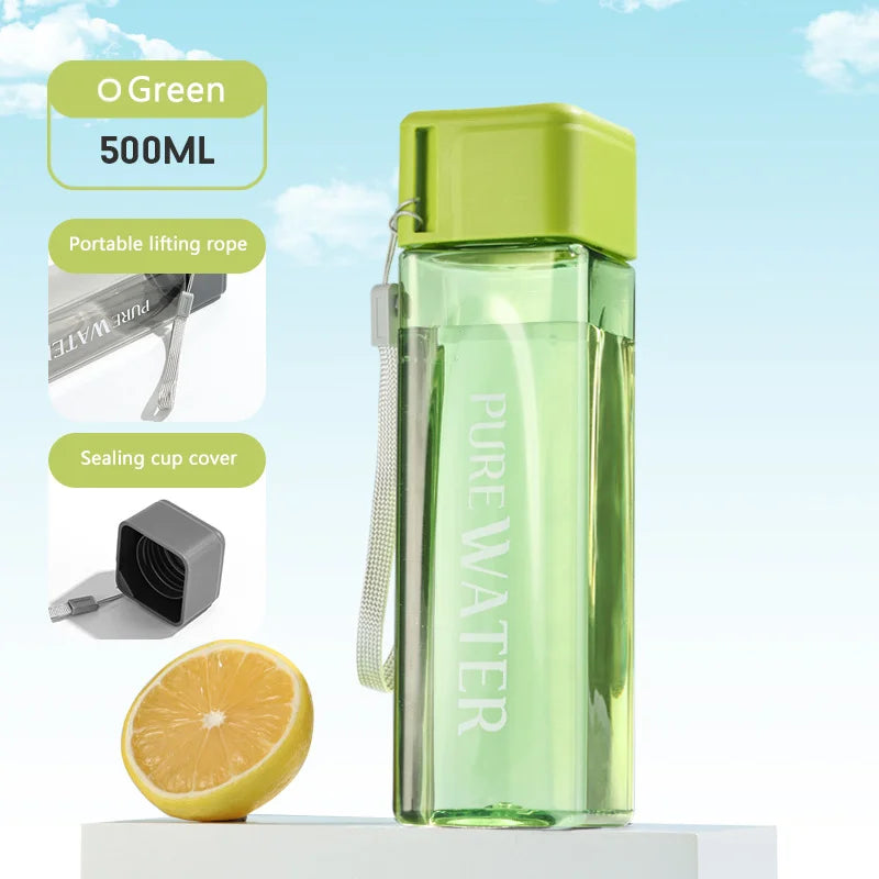 Simple Square Water Bottle Personalized 500ml Portable Creative