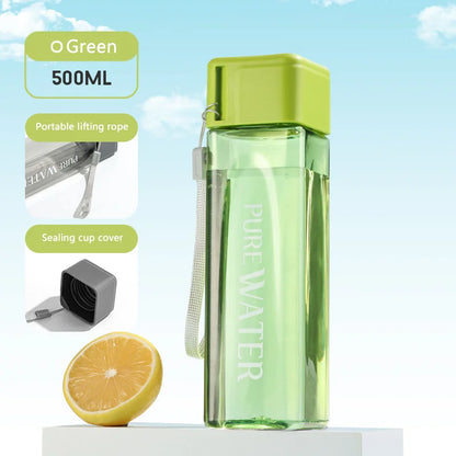 Simple Square Water Bottle Personalized 500ml Portable Creative