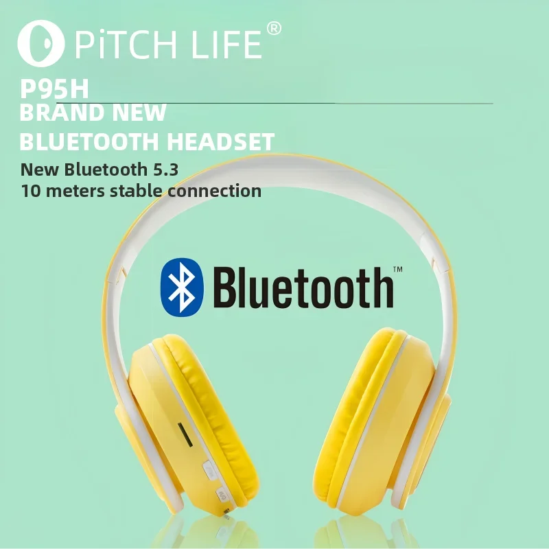 P95H,RGB,Moda Ears BT Wireless Headphone Com Mic E Flash Light, Capacete De Música Estéreo LED, Fone De Ouvido Dobrável, Present