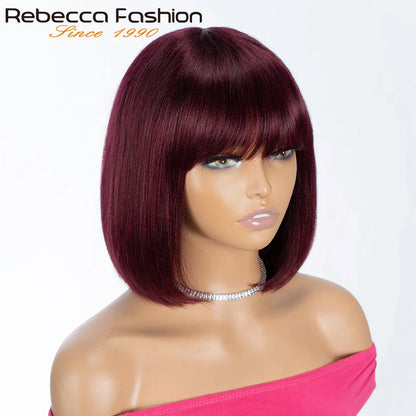 99J Straight Short Bob – 180% Density Chinese Human Hair Wig