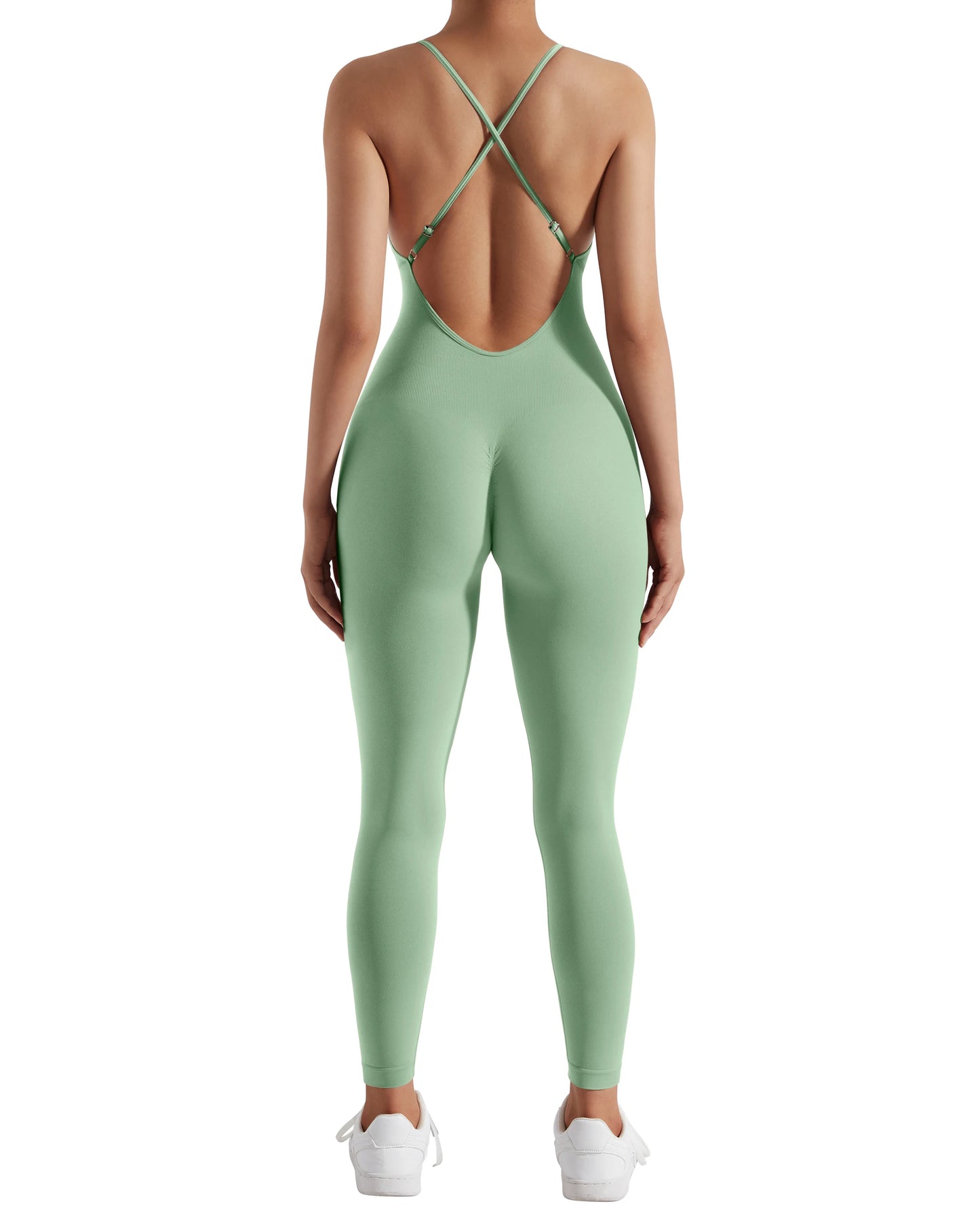 OMKAGI Women’s Full-Length Bodycon Jumpsuit – Sleeveless Athletic & Casual Wear