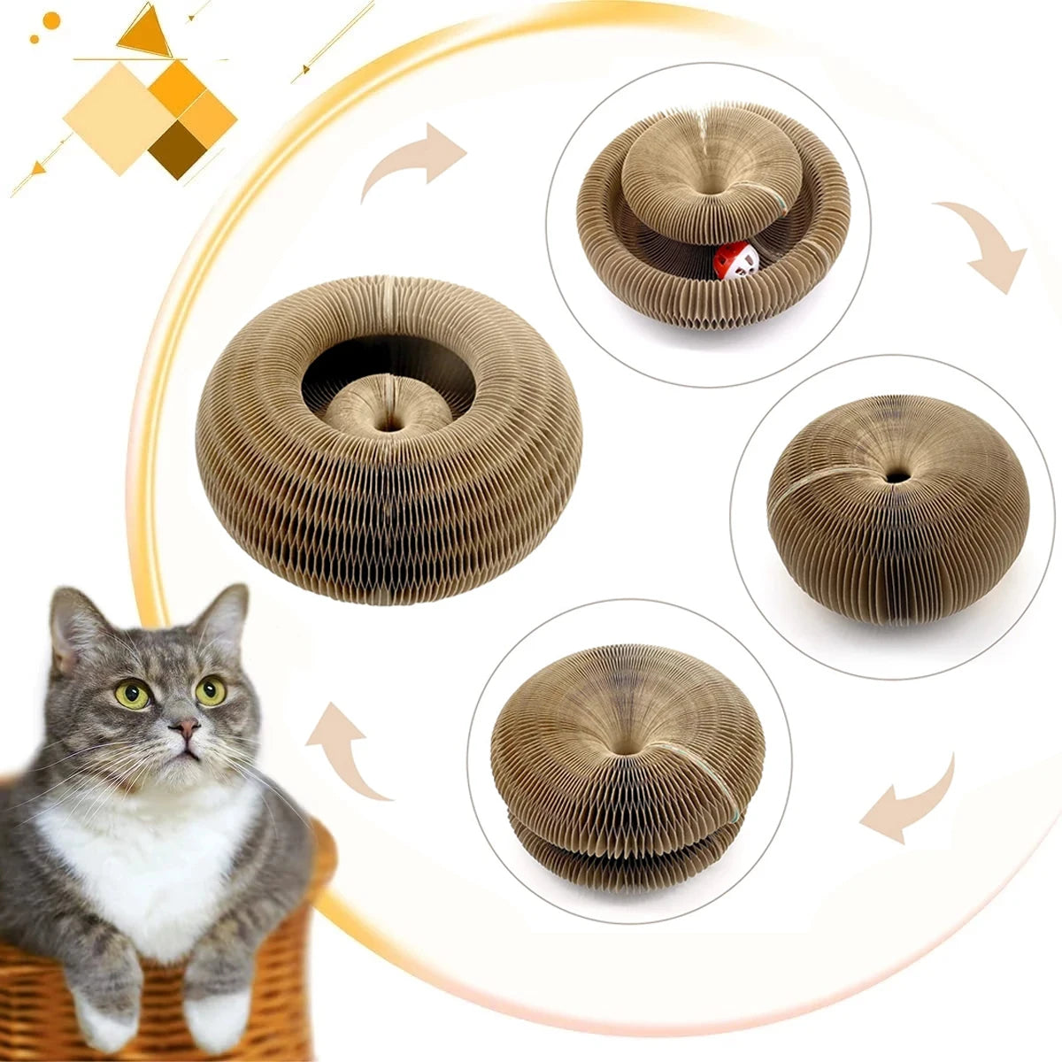 Magic Cat Scratcher Board with Ball – Fun &amp; Relaxing Toy for Cats