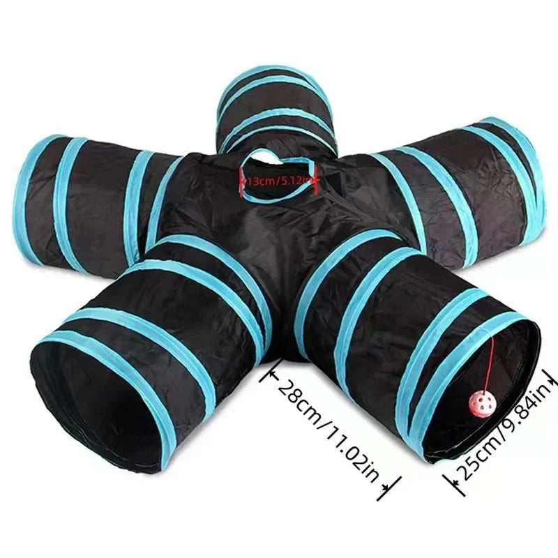 Wear-resistant Cat Play Tunnel Foldable Pet Animal Tunnels with Crinkle Playing Toy