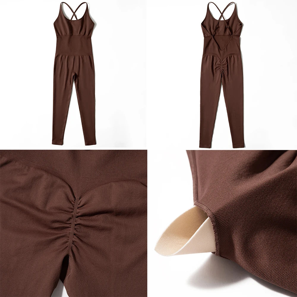 OMKAGI Women’s Full-Length Bodycon Jumpsuit – Sleeveless Athletic & Casual Wear