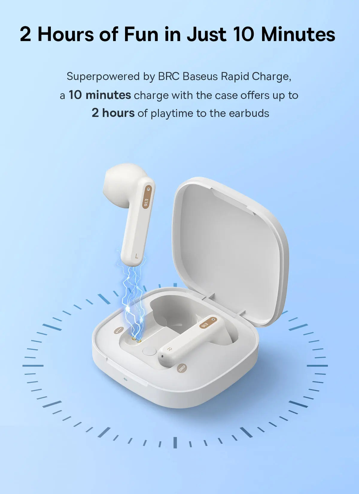 BASEUS In-Ear Wireless Earphones Bluetooth 5.3 30H Bateria de longa duração IPX4 prova d'água