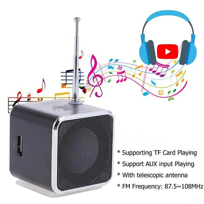 Rádio portátil recarregável FM mini rádio