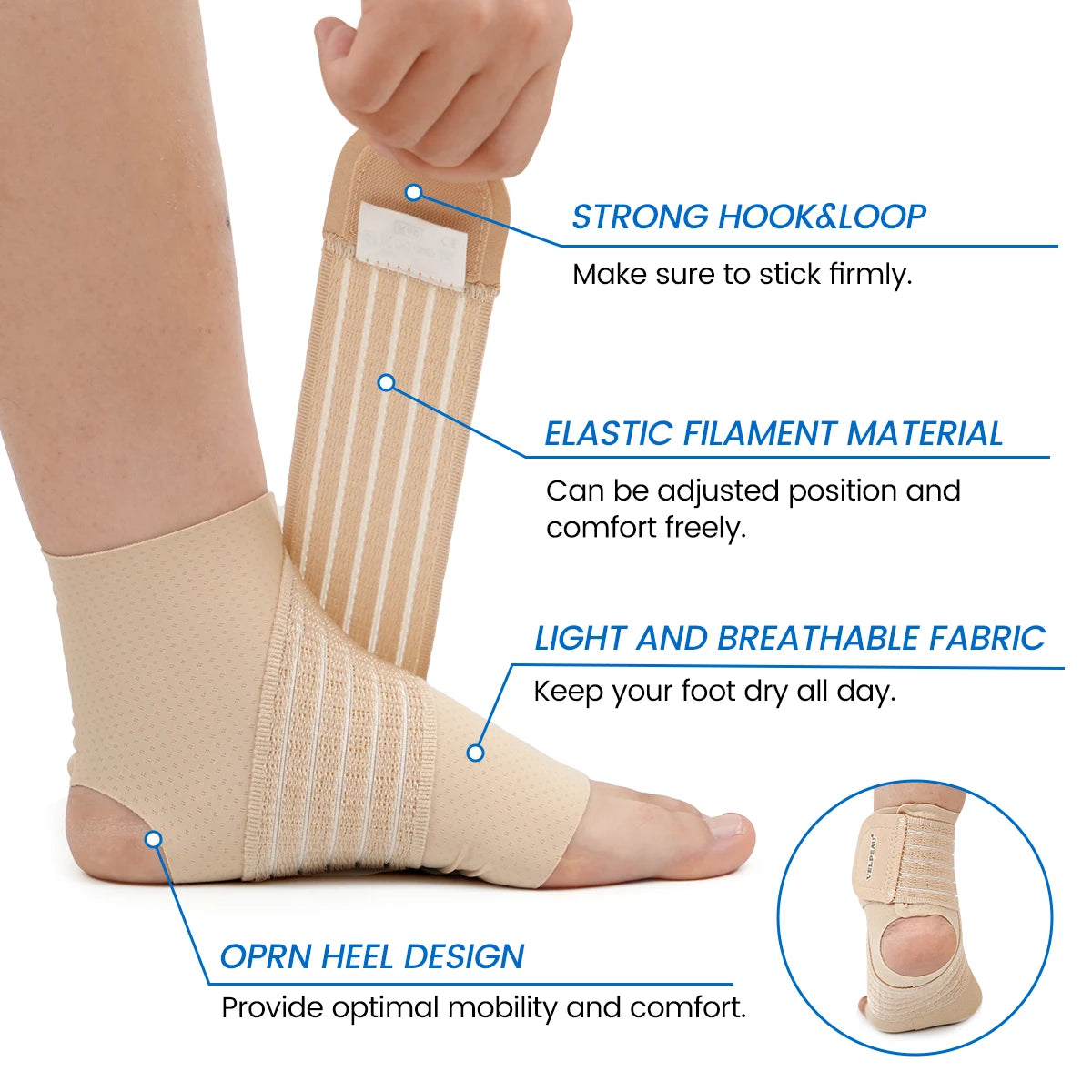 VELPEAU Adjustable Ankle Compression Sleeve for Achilles Tendonitis