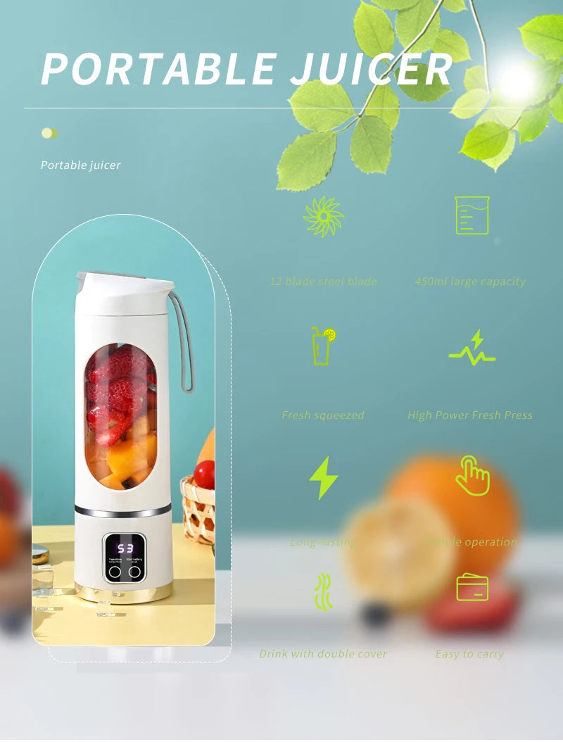 Xiaomi NanoBlend  450ml Fruit Juicer 8 Blades 3 Speeds USB Rechargeable Adjustable