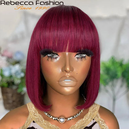 99J Straight Short Bob – 180% Density Chinese Human Hair Wig