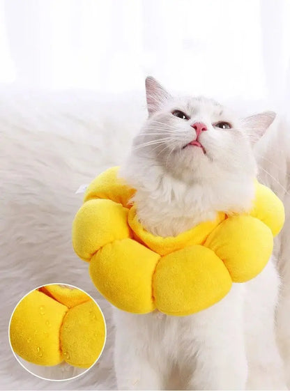 Pets Cats After Surgery Wound Protective Collar Cotton Soft Adjustable Elizabeth Collar Prevent Licking Of Hair Sunflower Collar