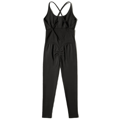 OMKAGI Women’s Full-Length Bodycon Jumpsuit – Sleeveless Athletic & Casual Wear