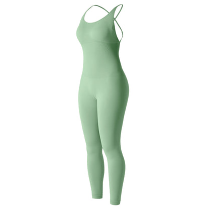 OMKAGI Women’s Full-Length Bodycon Jumpsuit – Sleeveless Athletic & Casual Wear