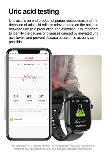GUHUAVMI Uric Acid Blood Fat Smart Watch – Advanced Health Monitoring at Your Fingertips