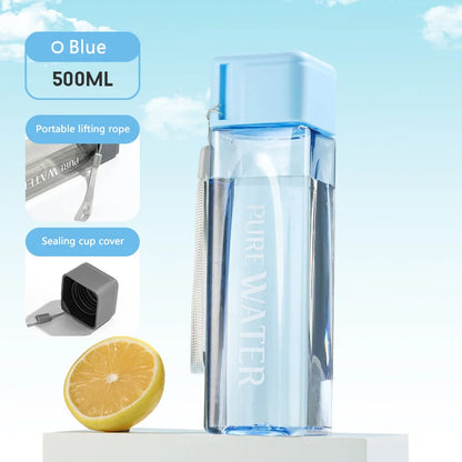 Simple Square Water Bottle Personalized 500ml Portable Creative