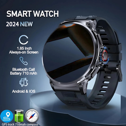 New 1.85-inch Ultra HD Smart Watch with GPS tracking, Bluetooth call, and a 710mAh battery. Perfect for sports and fitness, compatible with Huawei and Xiaomi.