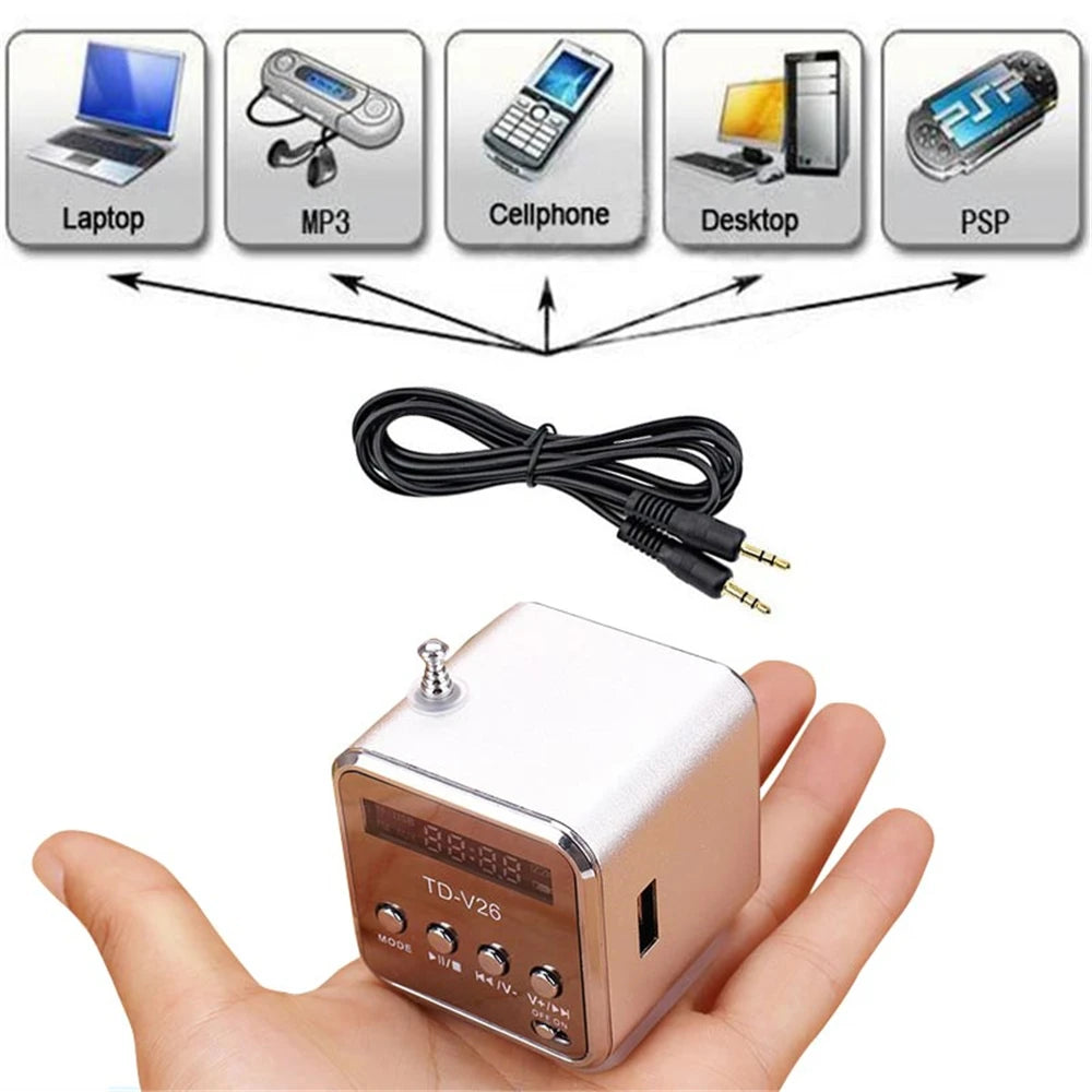 Rádio portátil recarregável FM mini rádio