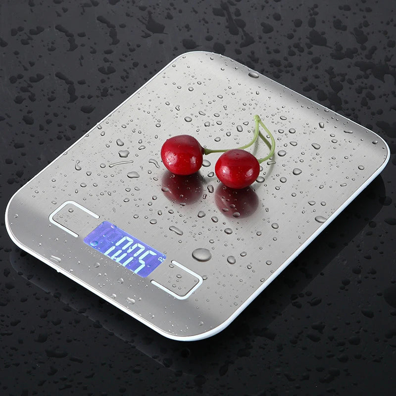 5kg/10kg Rechargeable Digital Kitchen Scale – LCD Display Stainless Steel Electronic Scales