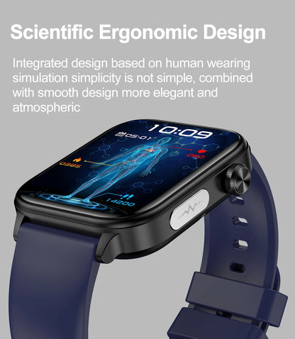 ECG+PPG Medical-Grade Smartwatch for Men: Monitors blood glucose, lipids, and uric acid, with Bluetooth connectivity for comprehensive health tracking.