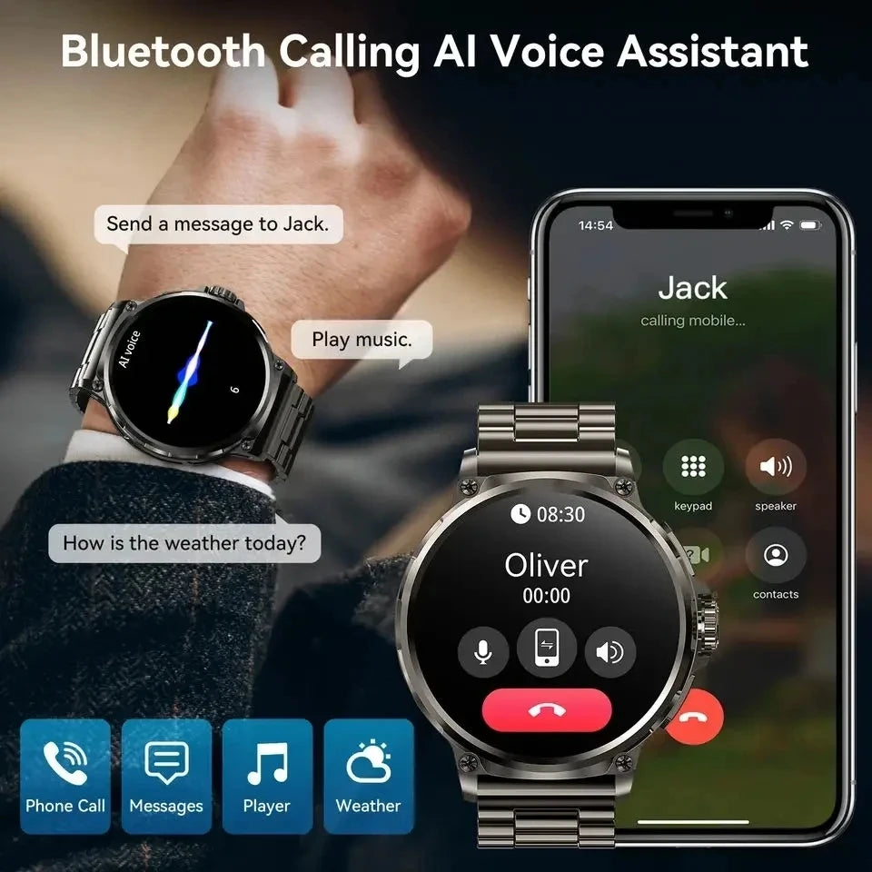 New 1.85-inch Ultra HD Smart Watch with GPS tracking, Bluetooth call, and a 710mAh battery. Perfect for sports and fitness, compatible with Huawei and Xiaomi.