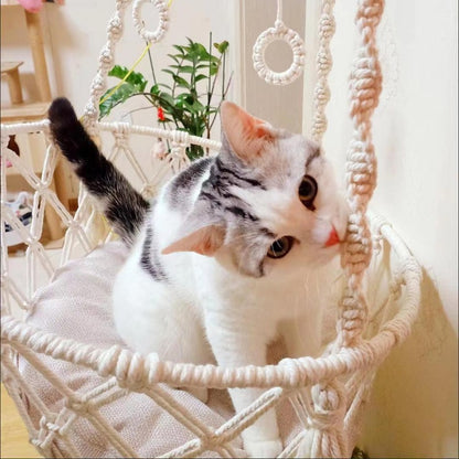 Hammock Cat Swing Hand Woven Cotton Rope Cats Hanging